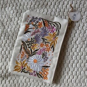 Floral Embroidered Pouch